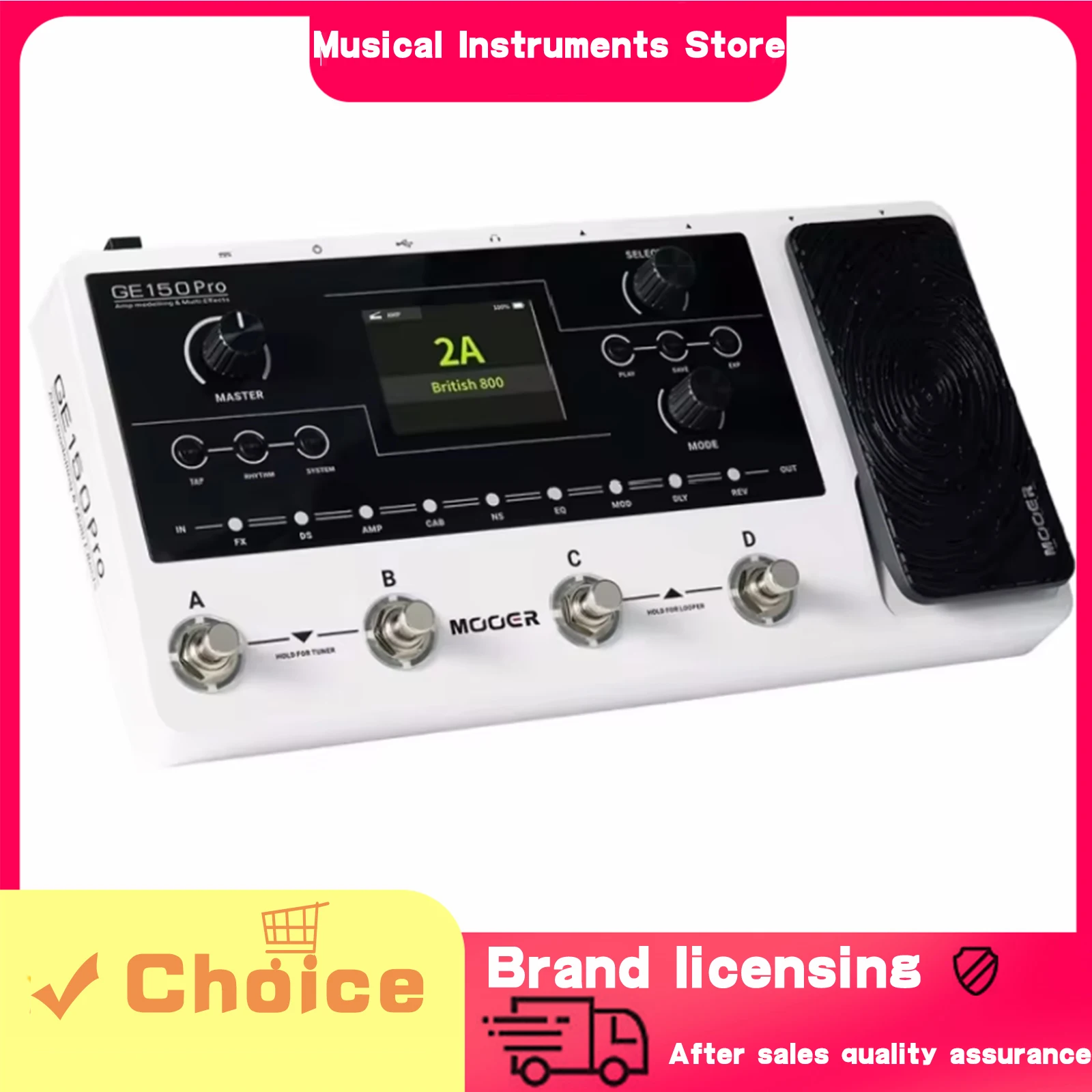 

MOOER Multi Effects Guitar Pedal Professional Guitar Amp Modelling GE150 Pro With 4 Footswitches IR Loader Guitar Accessories