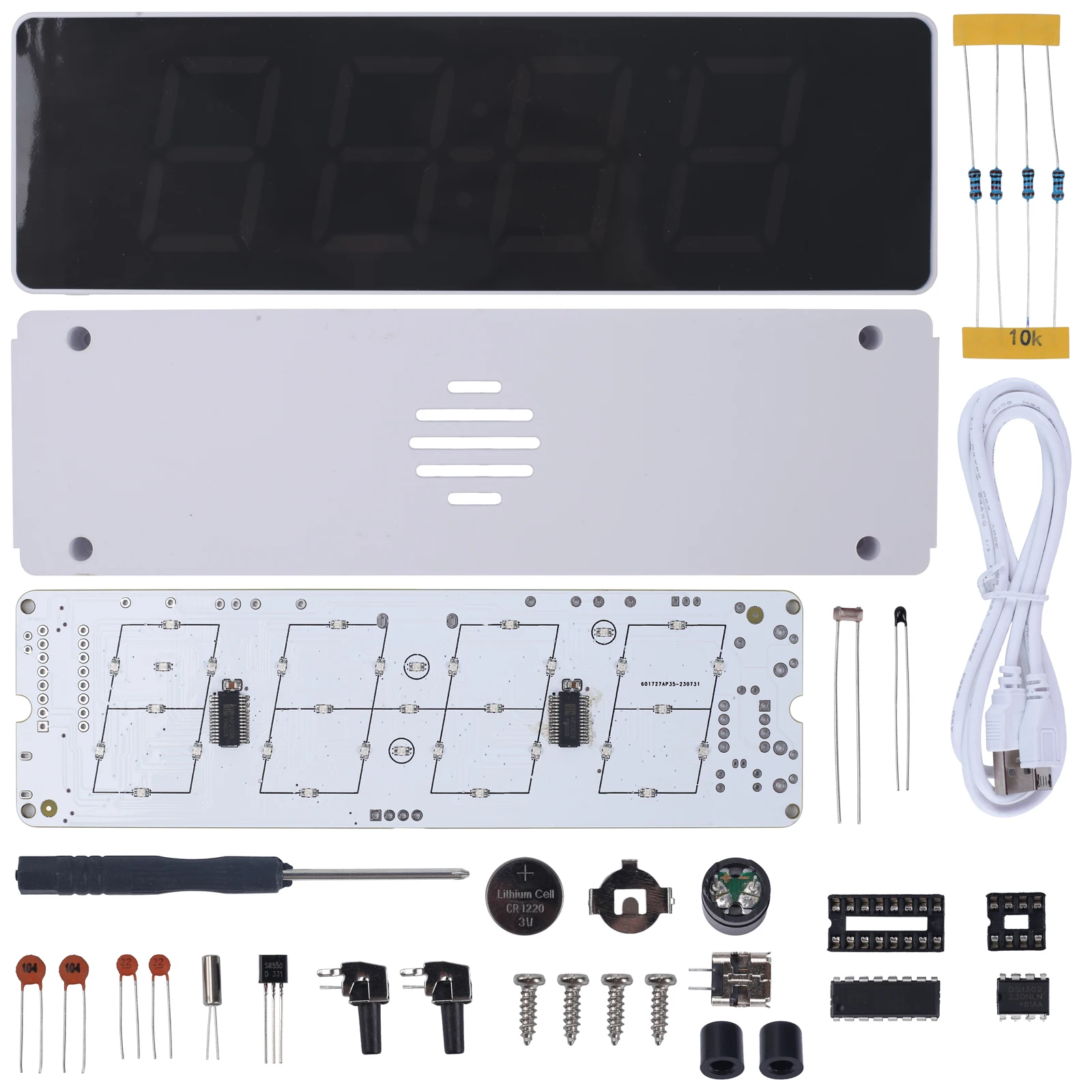 LED Alarm Clock DIY Electronic Kit 4-Digit Colorful RGB Clock with Acrylic Shell Soldering Project Practice For STEM Learning