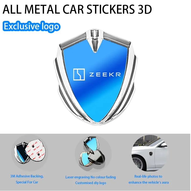 

For ZEEKR X 001 009 007 ZEEKR001 FR ZEEKR009 7X MIX Body Kit Key Case Accessories Car Body Metal Shield 3D Emblem Sticker Badge