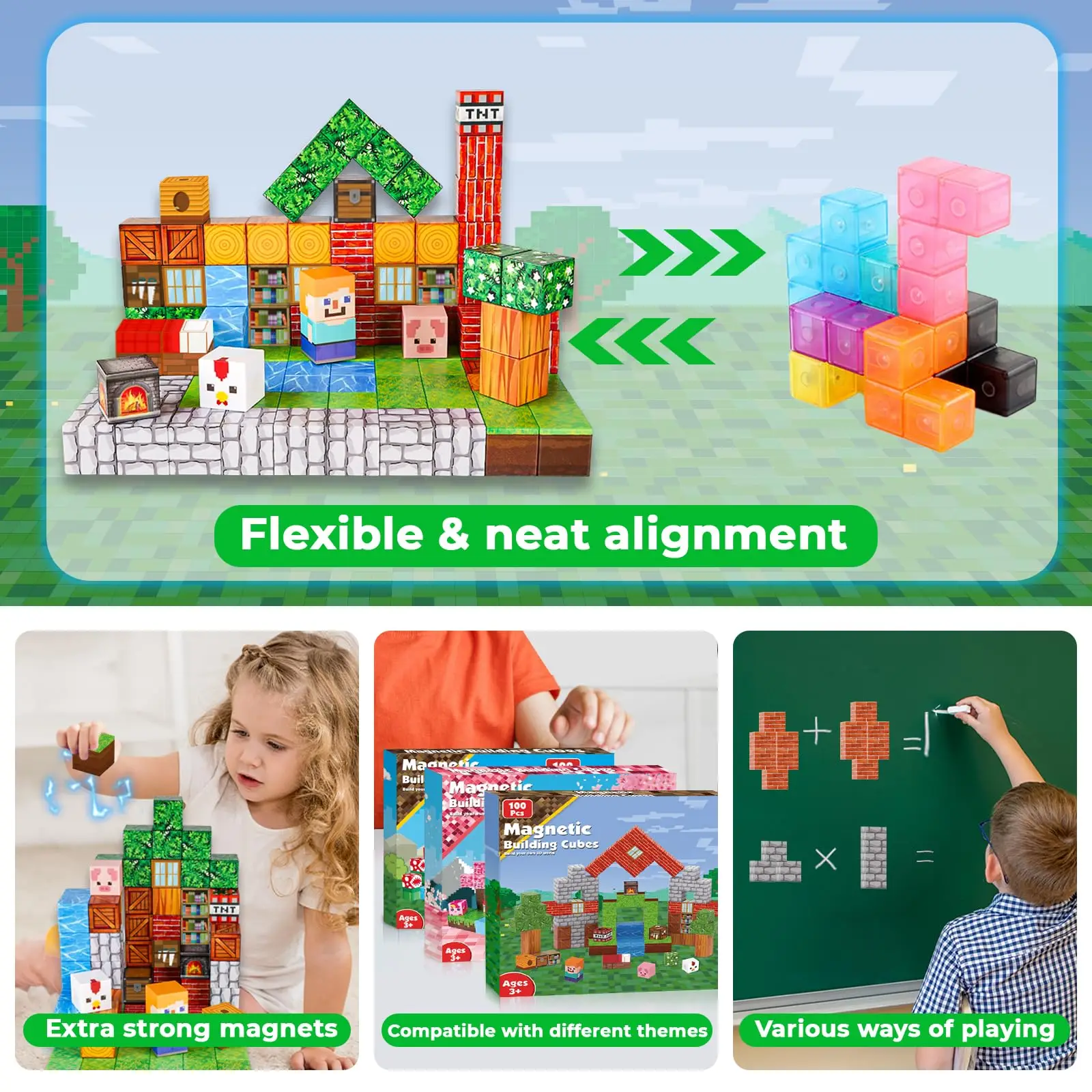 Magnetic Blocks DIY Creative Building Blocks, Educational STEM Montessori Constructor Children Toys for Birthday Christmas