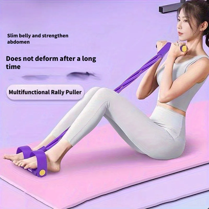 4 Tube Resistance Bands with Ergonomic Pedal, Full Body Workout, Yoga, Pilates, Core, Glutes, Hamstrings,Quads,Chest, Back, Neck