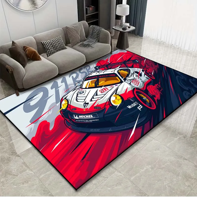 15 Size Cool Racing Car Pattern Artwork Carpet Bedroom Living Room Carpet Kitchen Floor Mat Home Decor Non-Slip Floor Mat Carpet