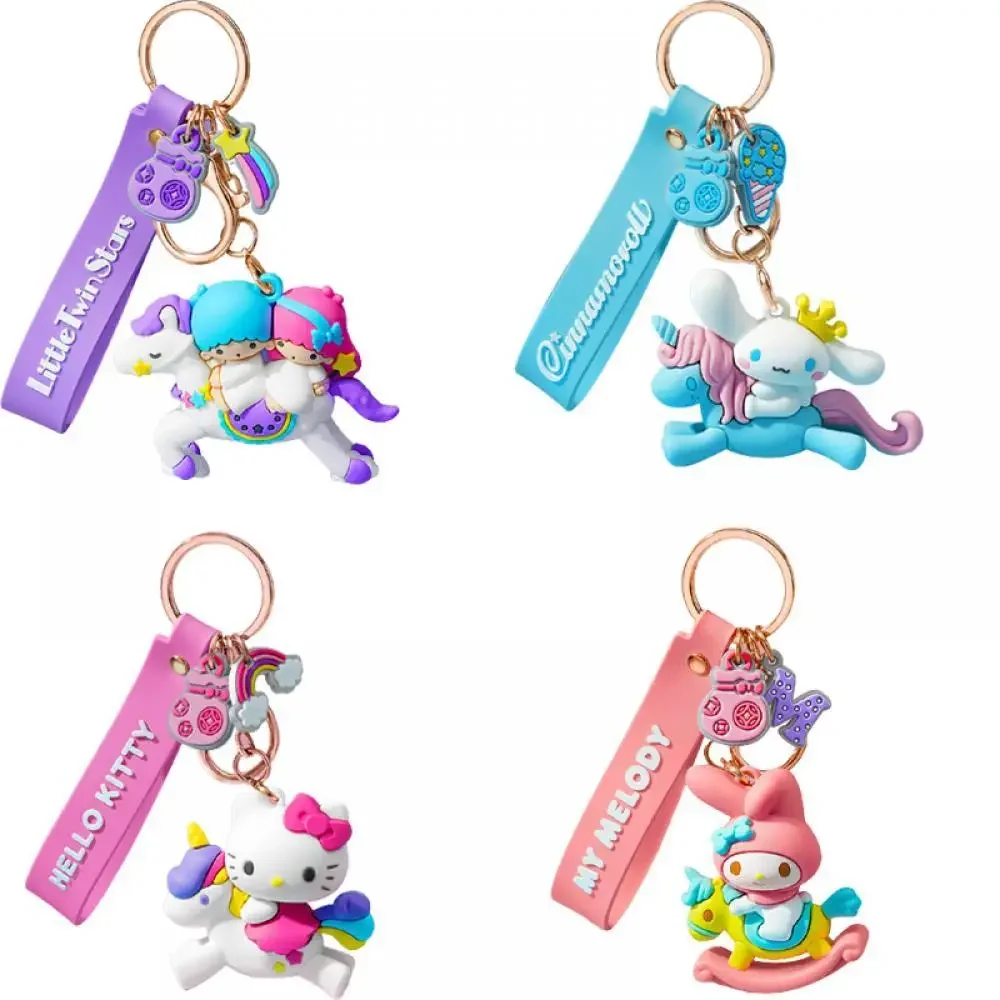 Sanrio Figura Portachiavi Anime Little Twin Star Cinnamoroll Melody Hello kity Kawaii Action Figures Appendere sulla borsa Regali per bambini