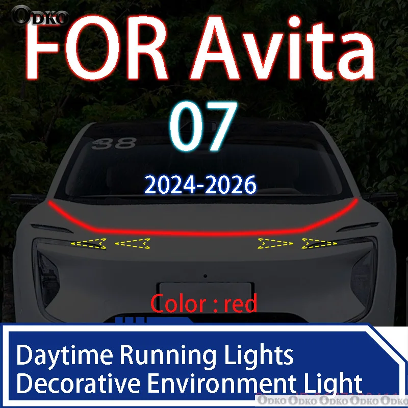 

For Avita 07 2024-2026 New upgrade LED Daytime Running Light Scan Starting Car Hood DRL Guide Decorative Ambient Lamp 12V