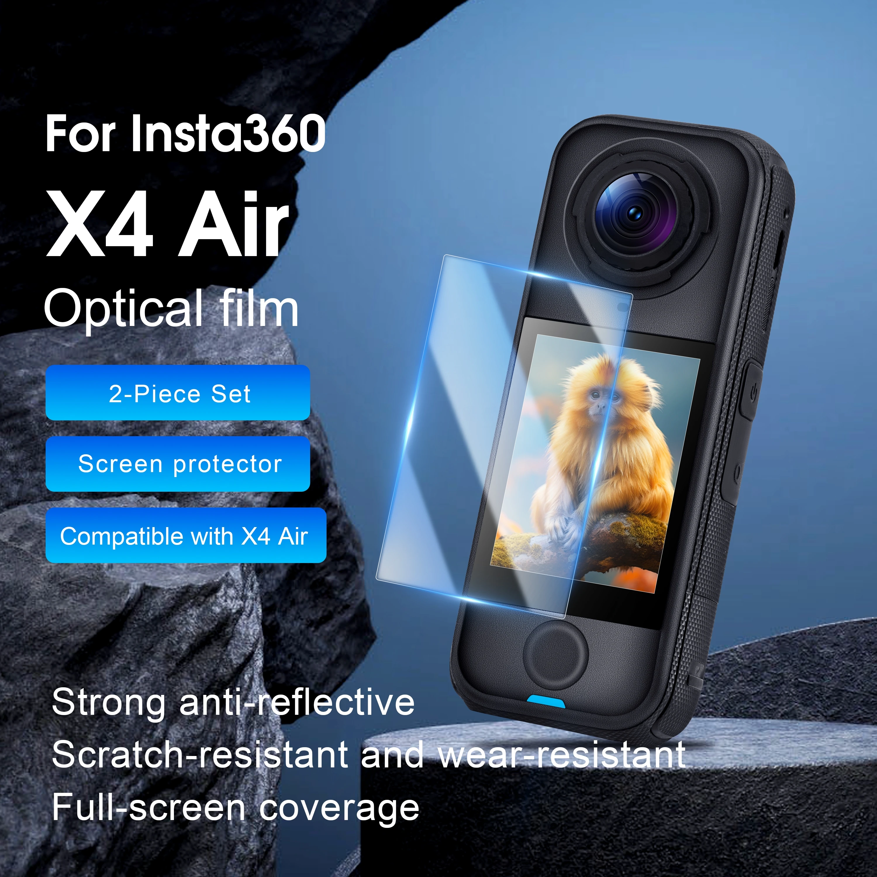 ل Insta360 X4 AIR طبقة رقيقة واقية الزجاج المقسى حامي الشاشة عمل كاميرا الملحقات 2 قطعة #1