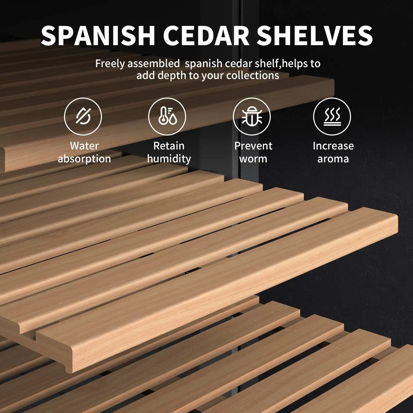 NEEDONE Humidificador de cigarros de 48 L de capacidad con sistema de control de temperatura de calefacción y refrigeración Enfriador de gabinete eléctrico termostático silencioso