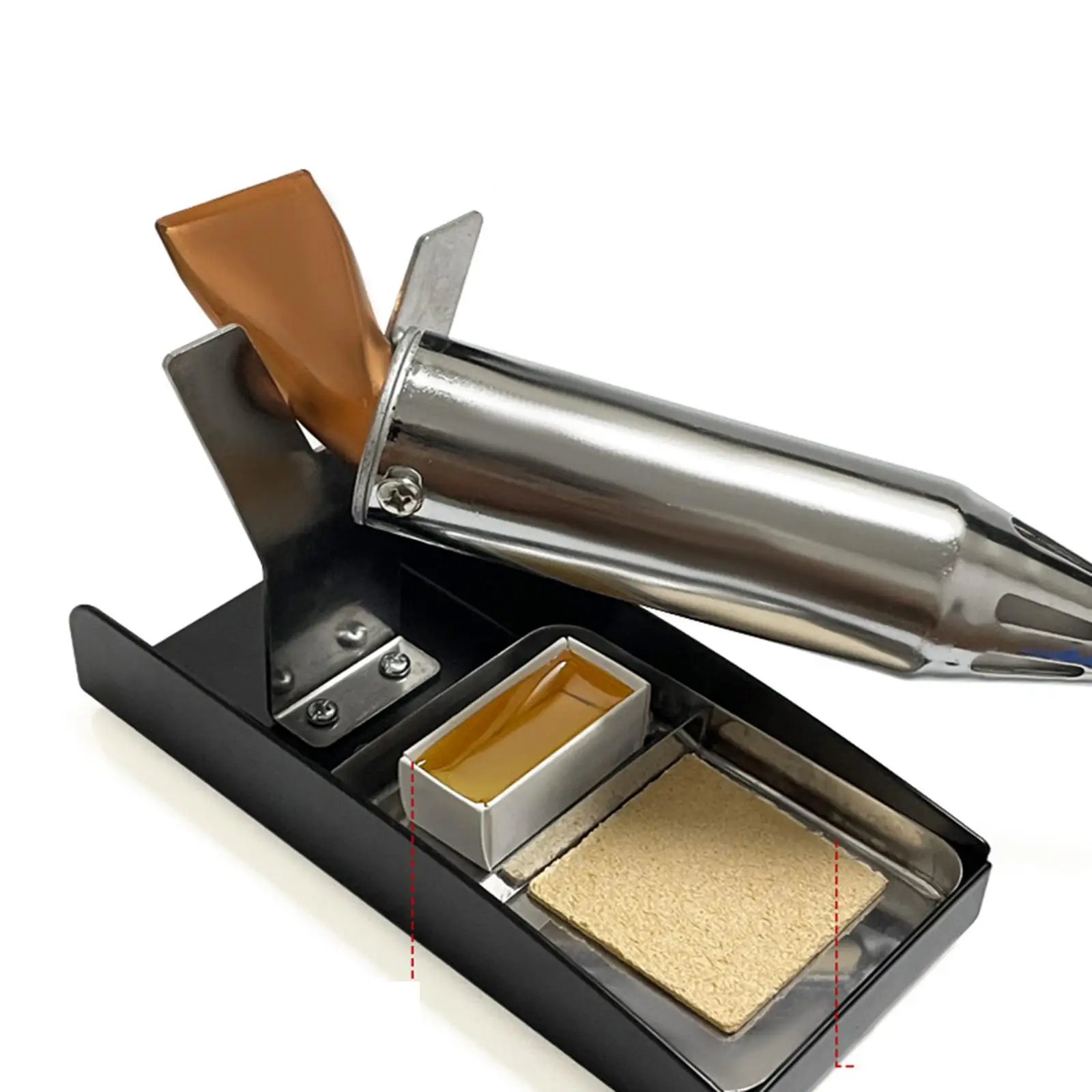 محطة دعم حامل حديد اللحام الكهربائي، قاعدة ثابتة مدمجة مع دعامة إسفنجية لصيانة مكتب الورشة DIY