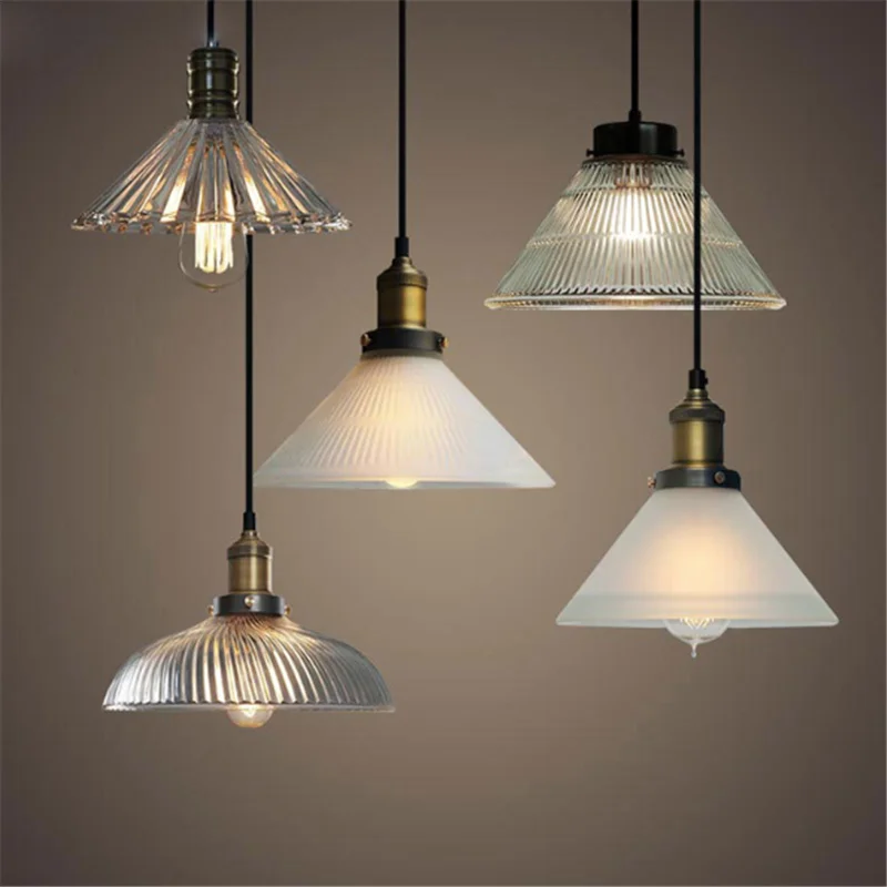 

Retro LED Glass Chandelier American Pendant Lamp Copper Pendant Light Brass Creative Minimalist Edison Lamp Room Decoration