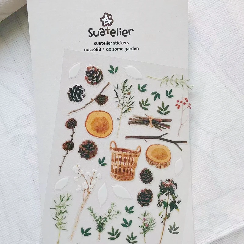 Suatelier Diary Decorative Stickers 1088 Do Some Garden Cone Pine Tree Branch Junk Journal Card Making Cutting Die DIY Craft