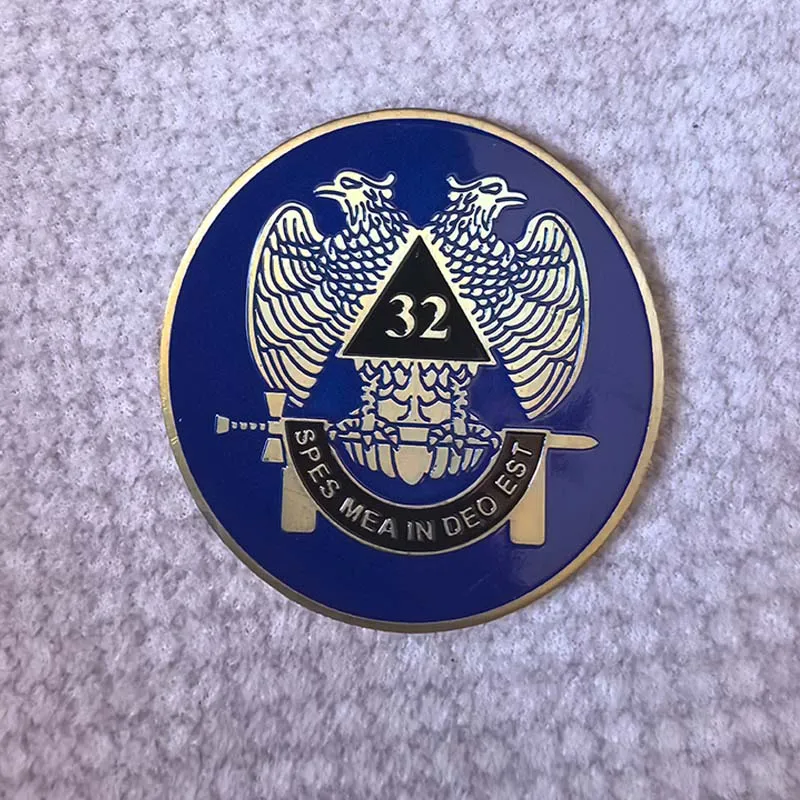 50mm 32rd Eagle SPES MEA IN DEO EAST Car Emblem Masonic Metal Craft