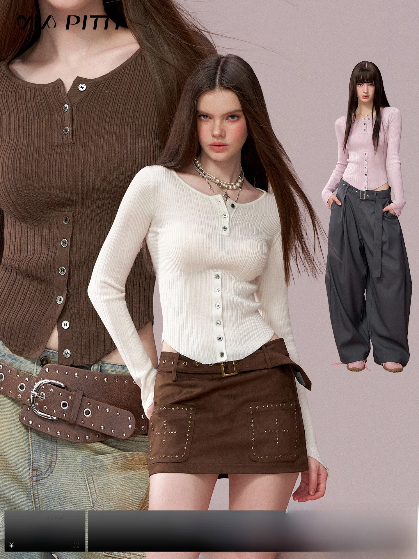 Csa Fena de Manga Longa Tricotada PITTI, Ajuste Slim, Camada Base de Seda com Cinto na Cintura, Estilo Moderno, Blusa ...