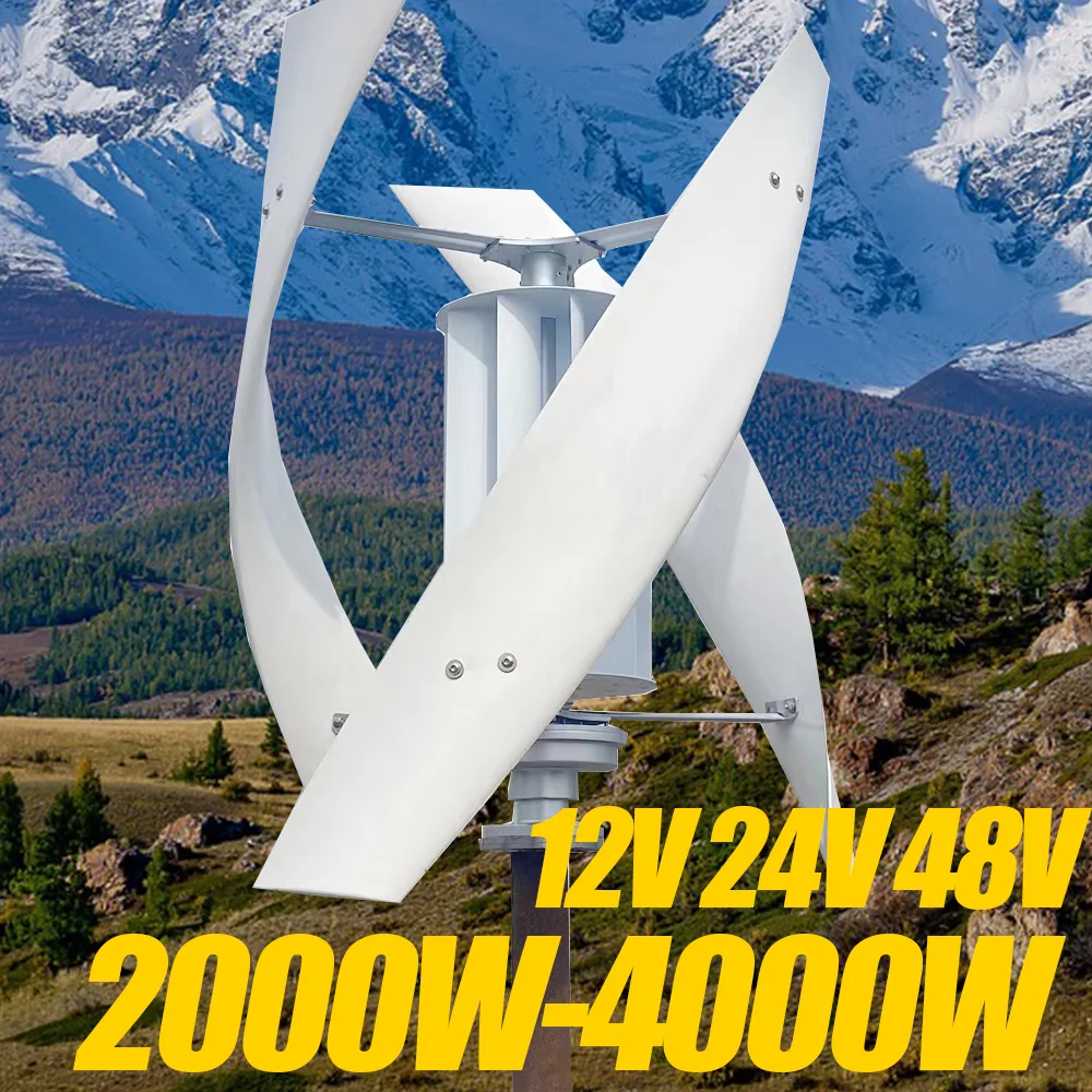 

Free Energy 4000W 12v24v48v Low Rpm Vertical Axis Wind Turbine Generator with Sturdy Aluminum Alloy Blades