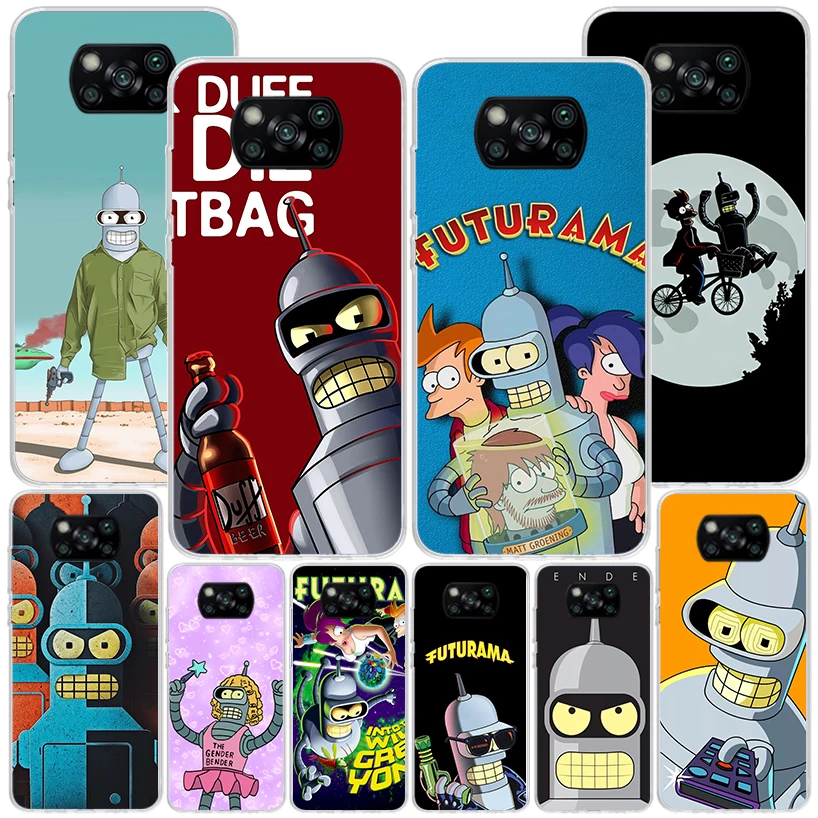 Cartoon F-Futuramas Phone Case For Xiaomi Poco X6 X5 X4 X3 Nfc F6 F5 Pro F4 Gt F3 F2 F1 M5S M4 M3 Personalized Print Cover