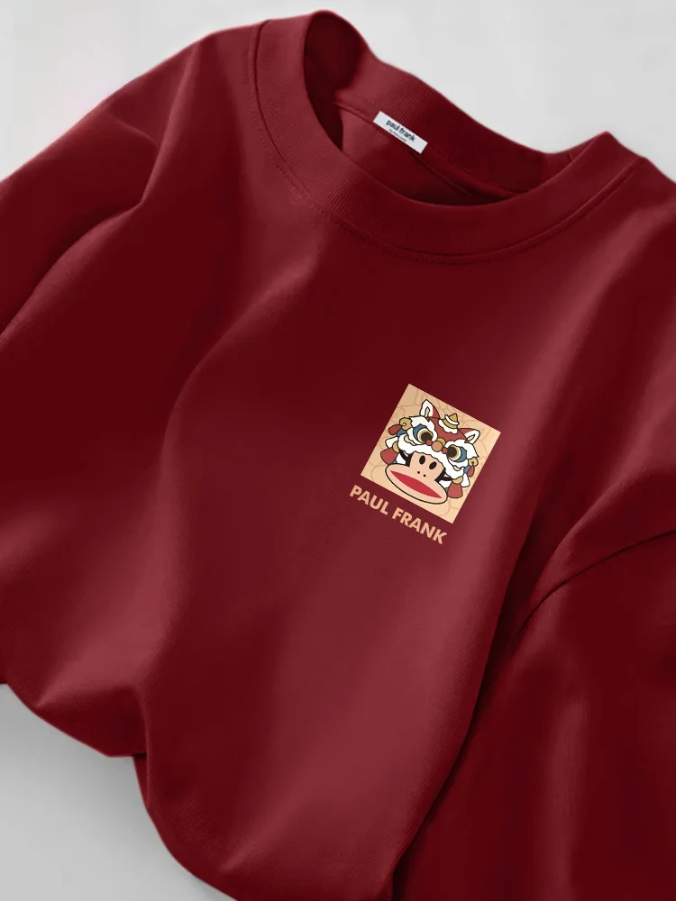 

Хлопковая футболка с длинным рукавом для мужчин, весенне-осенняя, базовая, для ношения под одеждой, цвет винно-красный, коллекция «Год Обезьяны»