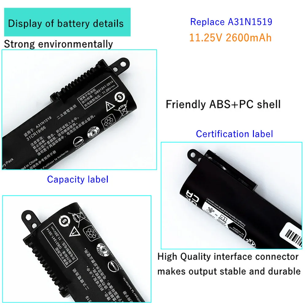 R540SA Laptop Battery For Asus X540SA X540SC X540YA A540 A540LA F540 R540S X540 X540L A31N1519