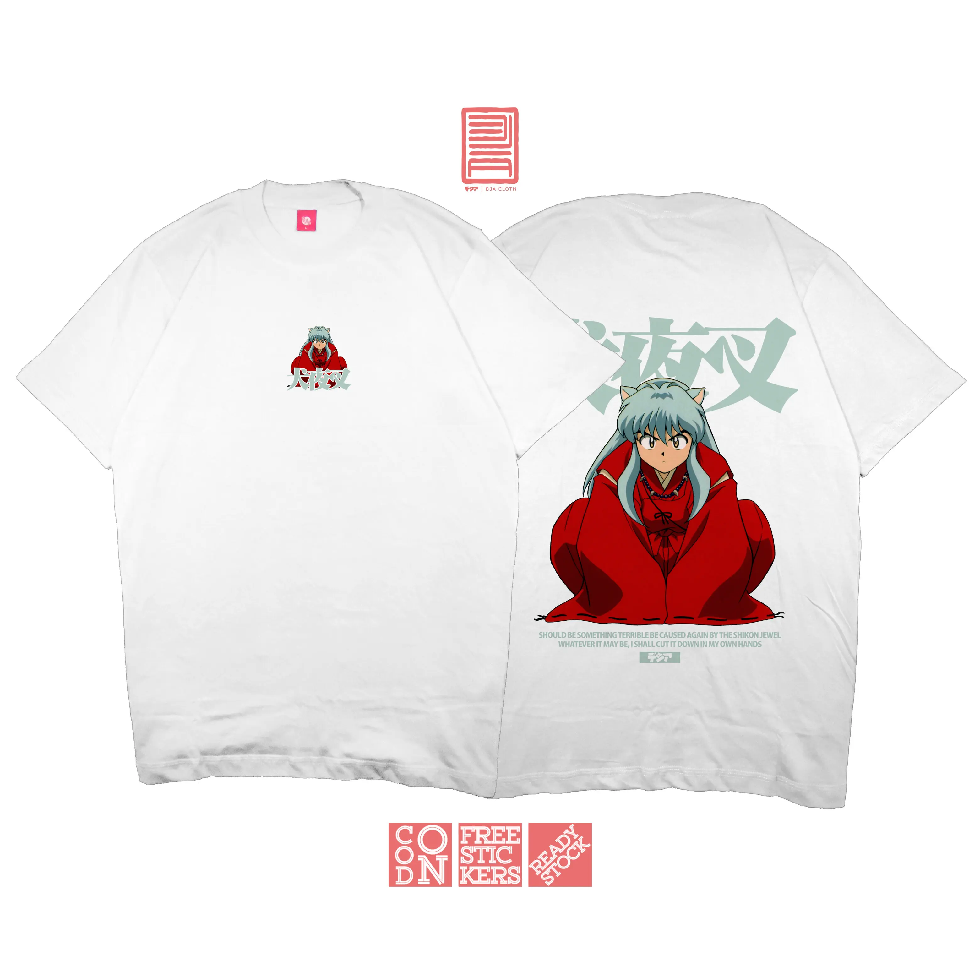 تي شيرت Kaos INUYASHA SHIKON NO TAMA KAGOME HIGURASHI KIKYO BAJU JEPANG ANIME MANGA تي شيرت DJA CLOTH