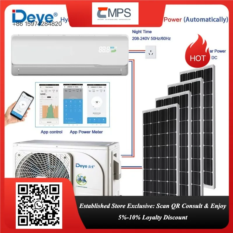 Easy to Install 12000BTU 18000BTU 24000BTU Hybrid Portable Mini Split Solar Dc Ac air Conditioner