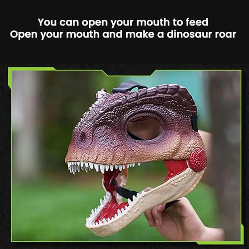 Dinosaur Mask High Quality Headwear Halloween Children Toy 3D Dinosaur Mask Lifelike Raptor Dino Moving Jaw Carnival Gift 2024