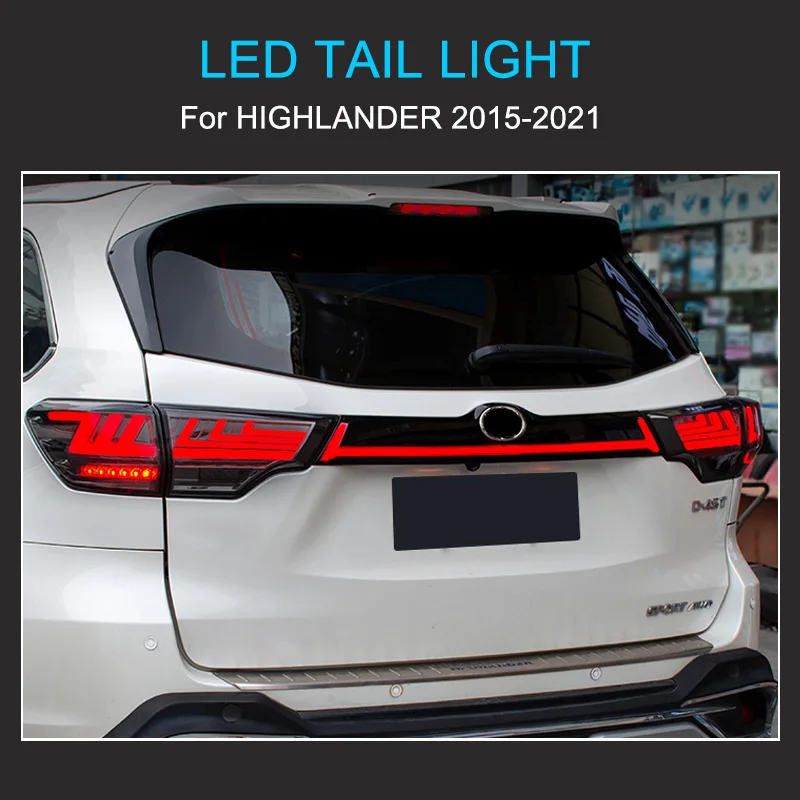 LED Tail Light Assembly for Toyota Highlander 2015-2017 Taillight Plug and Play Running Dynamic Turning Brake Rear Tail lights