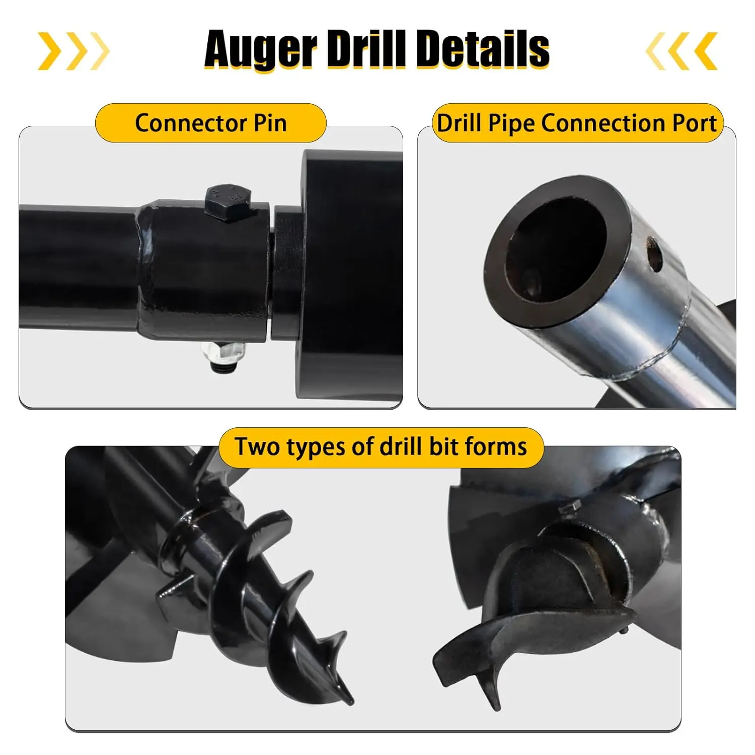 USA STOCK 300MM 400MM Auger Drill Rod Attachment for 1Ton-1.5Ton Mini Excavator Small Digger