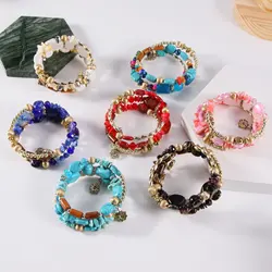 FTCY Women's Multi-layered Long Bracelet Boho Natural Crystal Stone Accessories Hand Chain DIY Handwork Bangle Jewelry for Girl