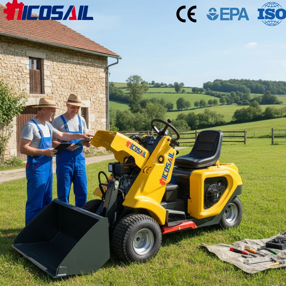 

3-Wheel Skid Steer Loader Strong Power Light Duty CE Euro 5 Compliant Easy Operation For Farm Garden Construction