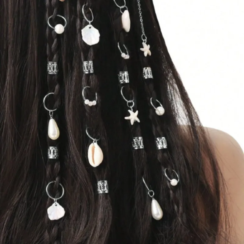 Hollow Star Hair Cuffs Set Versatile Fashion Pendant Dreadlock Accessories for Synthetic Hair Decor