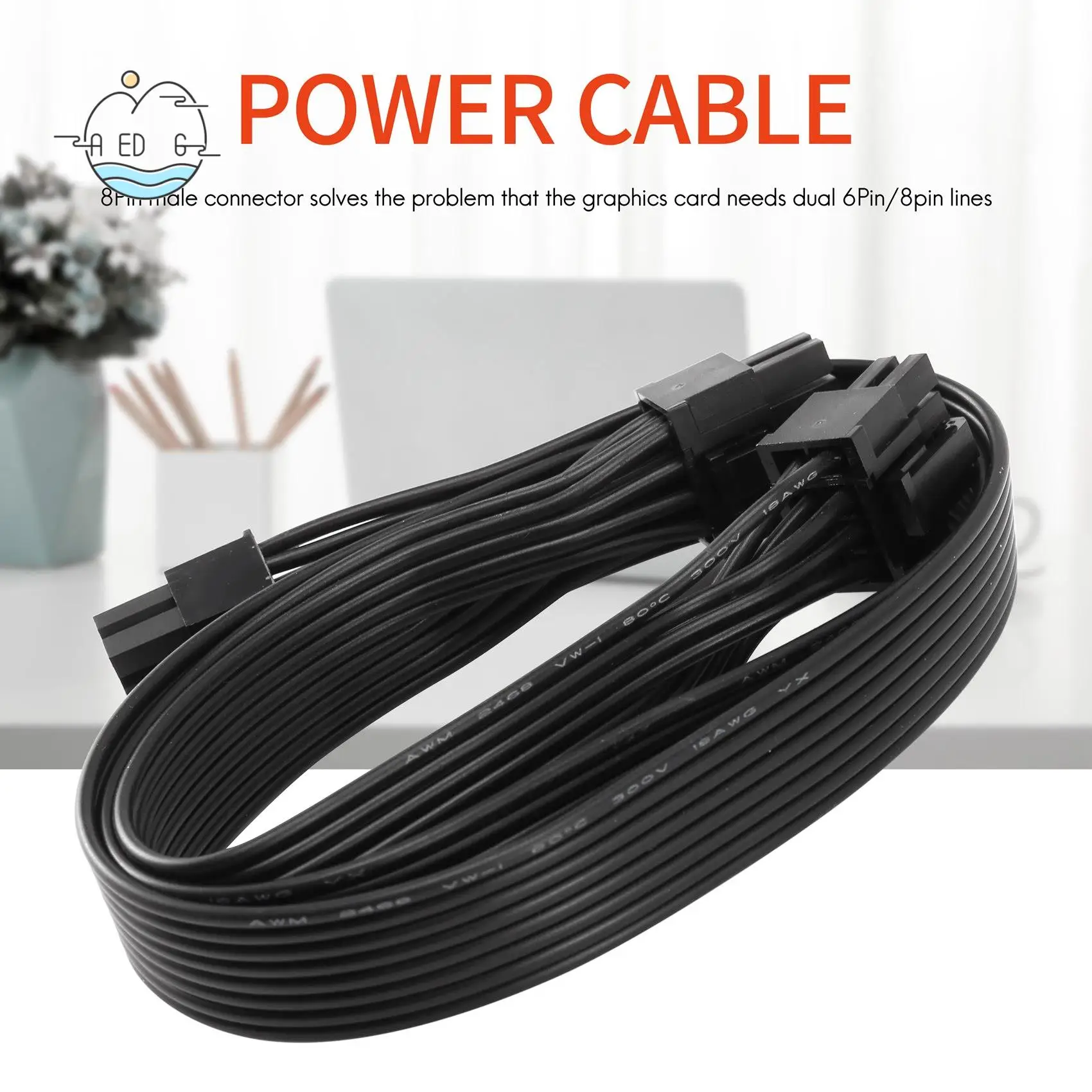 

AED6-PCI Express 8Pin To Dual 6+2Pin Power Supply Cable Pcie 8 Pin 1 To 2 Spliter Cable For Corsair RM/HX/CX-M Series