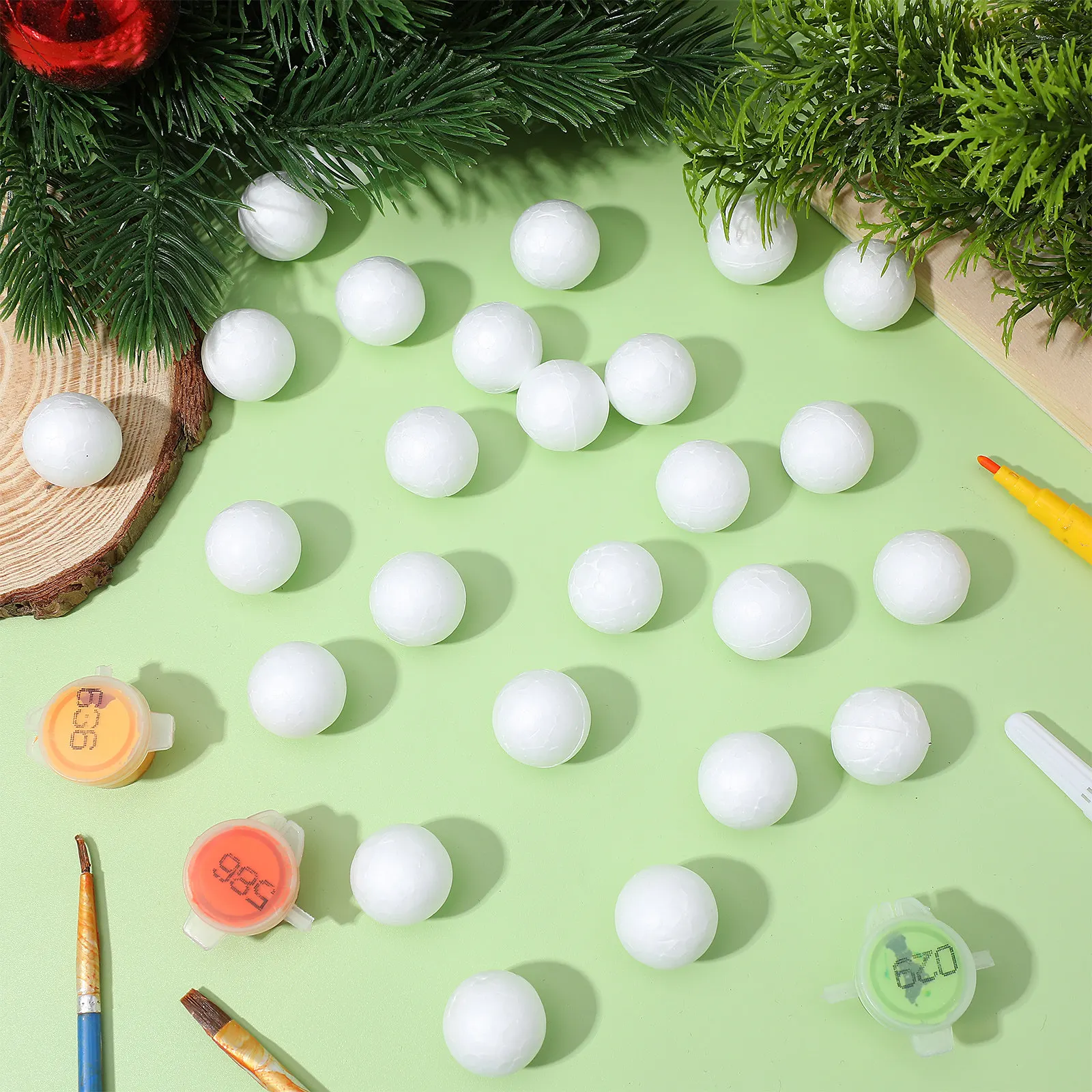200Pcs 6Cm White Polystyrene Craft Balls Solid Foam Spheres for DIY Decoration Wedding Christmas Valentine Party Ornament Making view 5