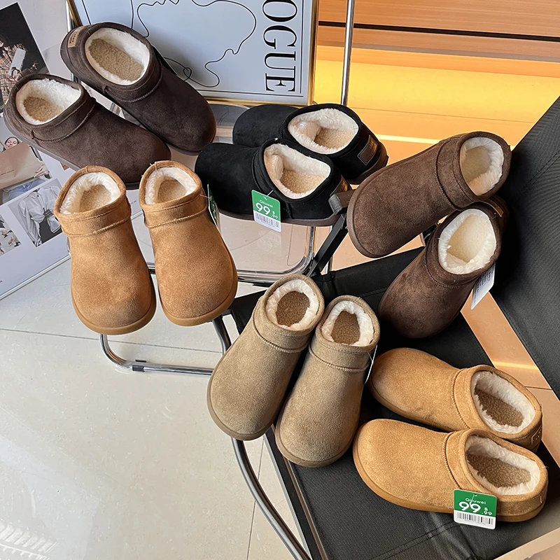 

ex Outdoor Winter ort Boots Warm Fce Lined Casual Faion Faux Suede Snow Boots for Couples Youth Low Heel round Toe