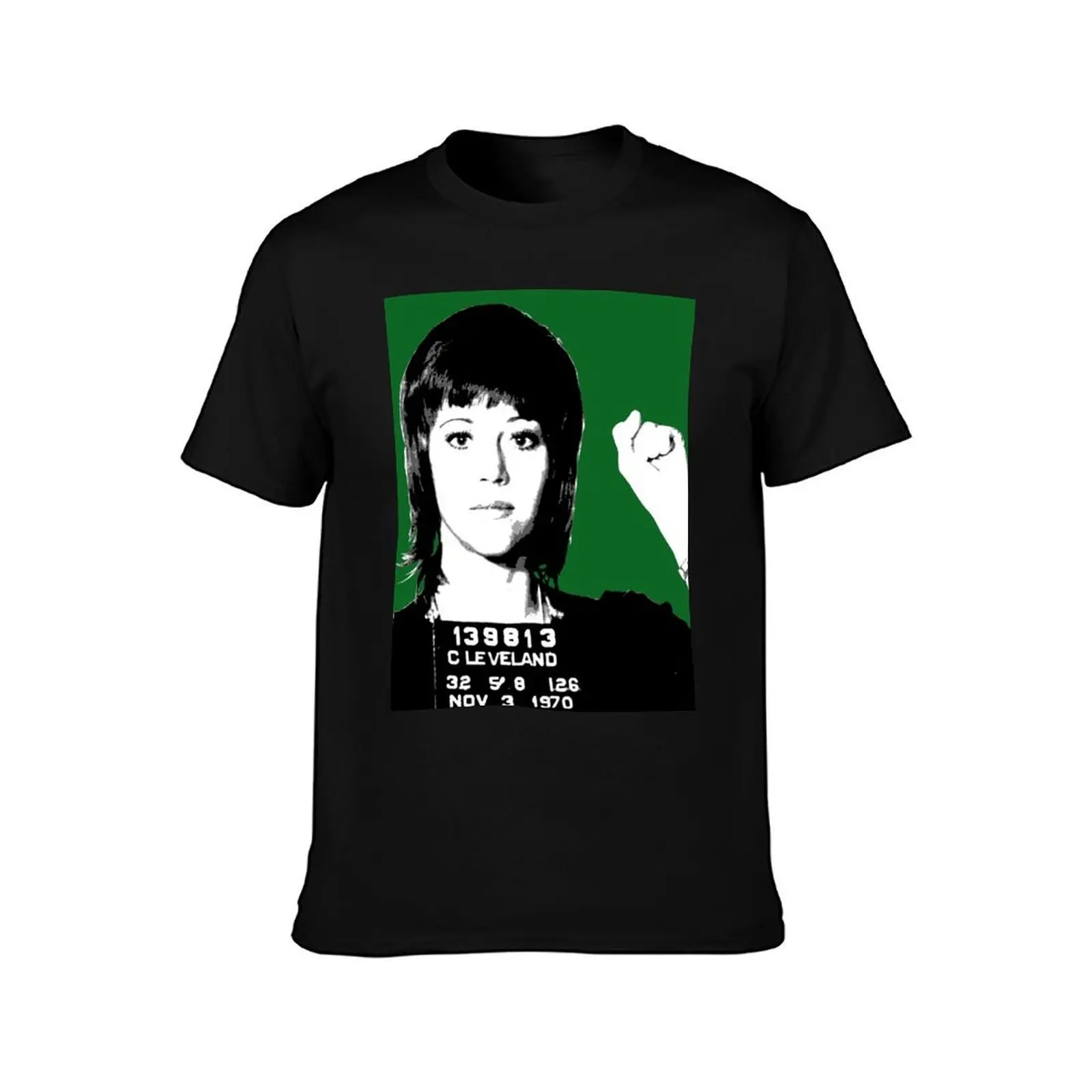 Jane Fonda Mug Shot - Green T-Shirt Casual Loose Fit Short Sleeve T-Shirt