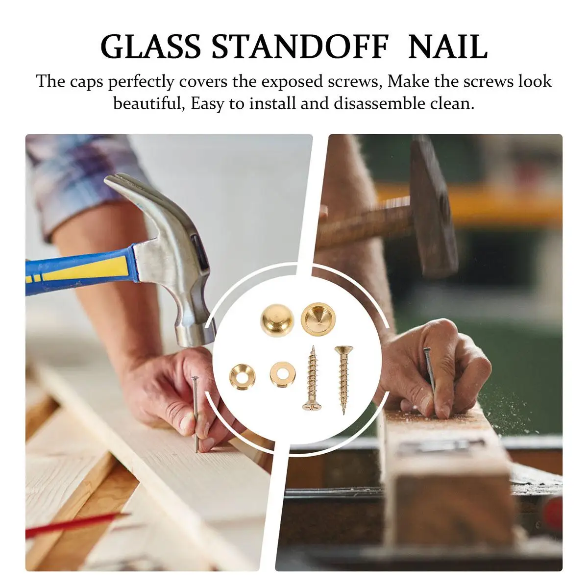 

16 Pcs Thickened Copper Mirror Nails Material Fix Furniture Mirrors Tea Tables Wardrobes Glass Hardware Clear Thread