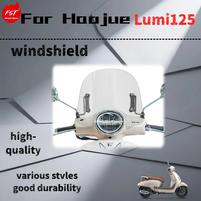 

For Haojue Lumi125 windshield modification, including a transparent windshield cover, chest protector, and rain shield.