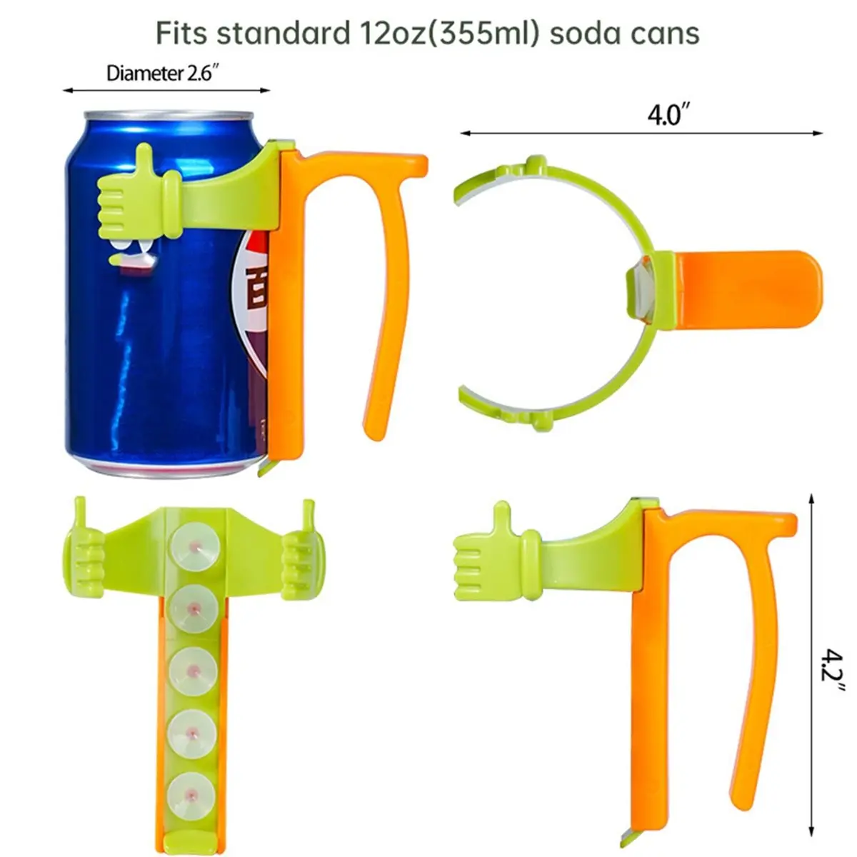 Soda Can Covers and Holders Set with Handles and Straws, Leak-Free and Grip for Beer Orange Color