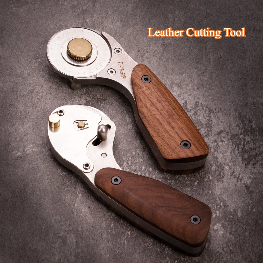 Leather Cutting Tools,Long Straight Sharp Handmade Knife & Roller Cutter,Durable Leathercraft Accessories NATTOOLS