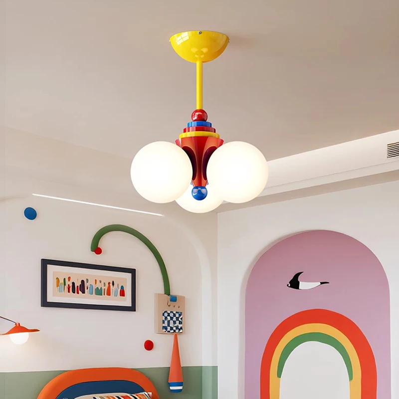 Children's Room Chandeliers Color Memphis Bubble Ball Lamps LED Chinese Creative Nursery Baby Room Boy Girl Bedroom Chandelier