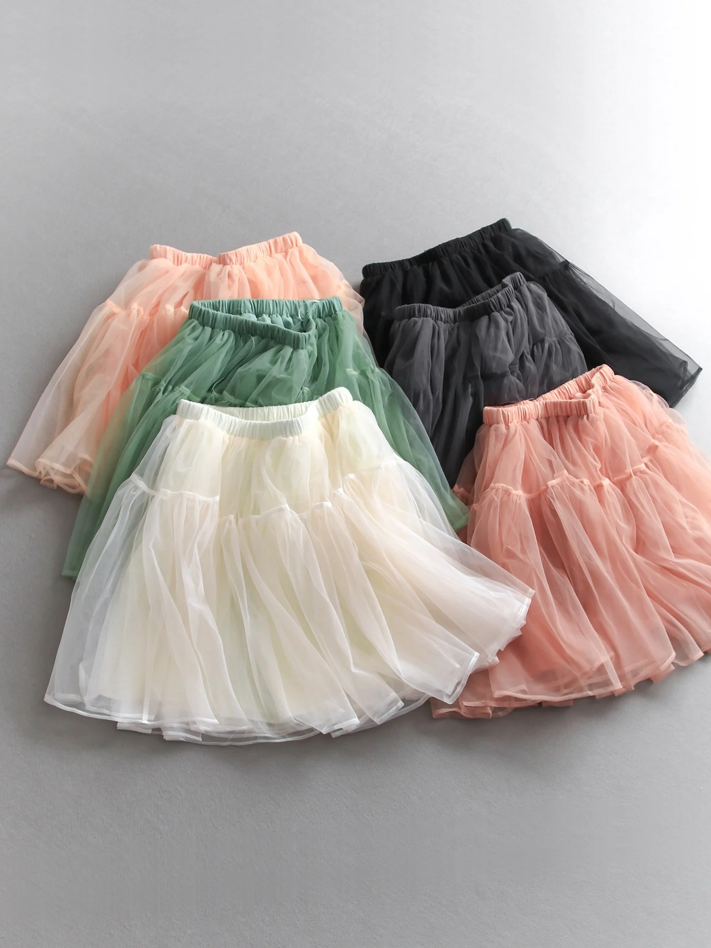 

Anti-Aging Color Elastic Waist Double Layered Tulle A-Line Skirt Ballet Princess Style Women's Short Skirt