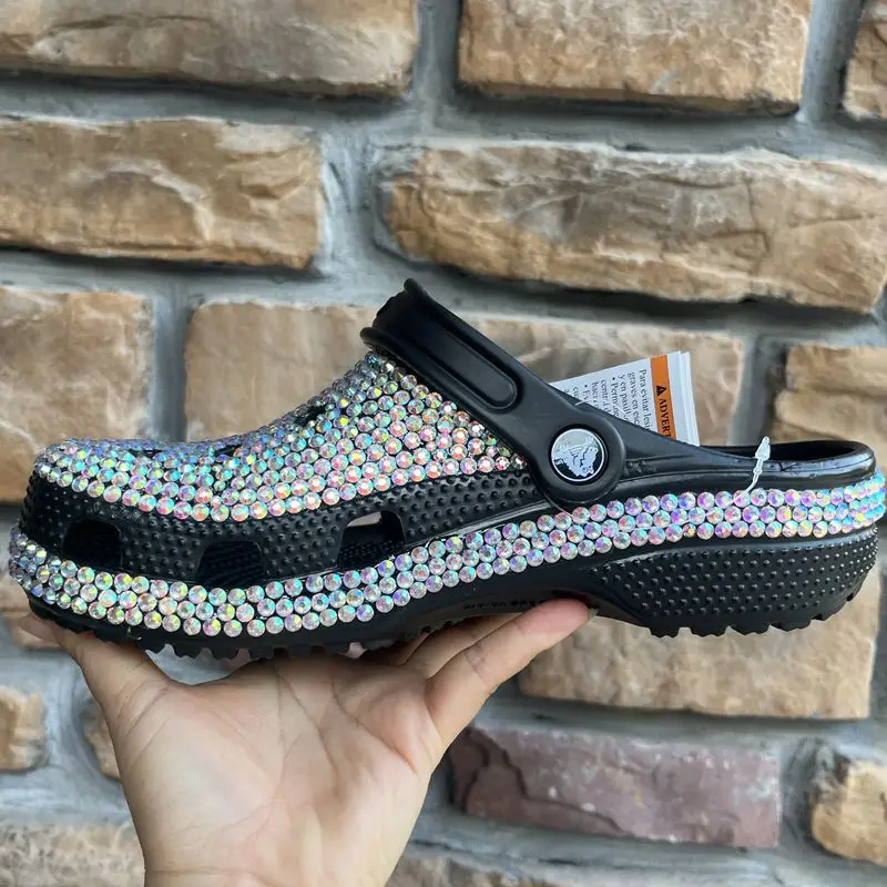 Women Shoes Diamond-encrusted Home Fashion Women's Summer Slippers Fahion New Pearl Shoes Handmade Hole Shoes