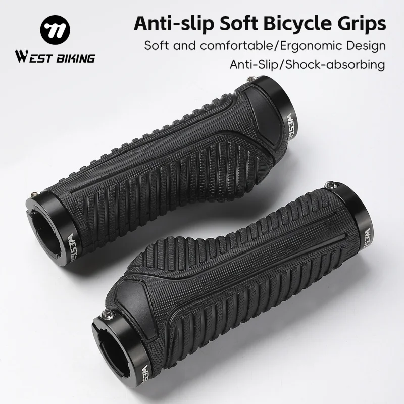 AliExpress West Biking WEST BIKING Bicycle Handlebar Grips Ergonomic Comfortable MTB Bike Lokc Grips Bicycle Soft TPE Handlebar Grip Bike Accessories