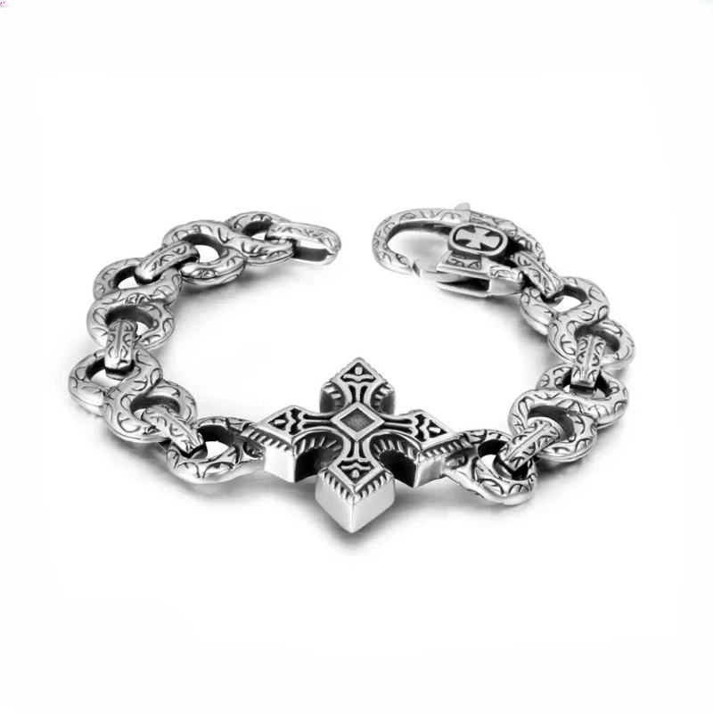 Stainless Steel Men's Bracelet Domineering Punk Trendy Cross jewelry