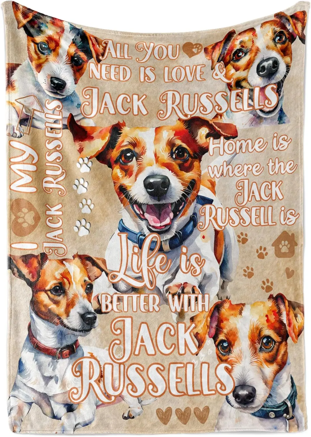 Cute Jack Russell Dog Lover Flannel Throw Blanket Cozy Sherpa Pet Gift Home Decor Puppy Keepsake Blanket For Dog Owners