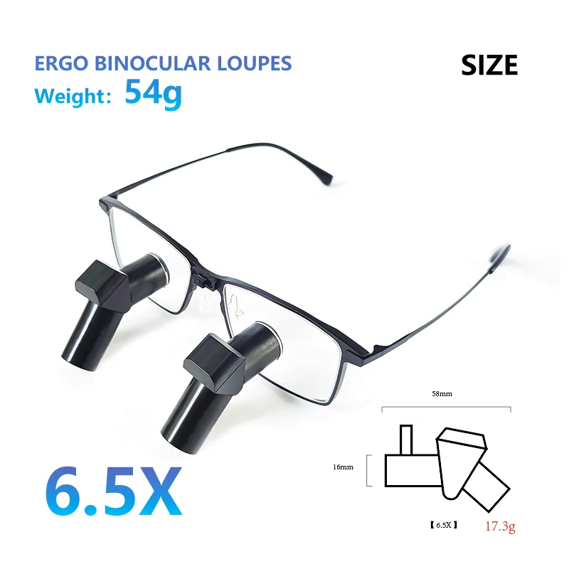 Burite New TTL6.5X Ergonomic Design 6.5X Ergo Prism Loupes Dental ENT Surgical IPD Customized  binocular loupes（ERGO-TTL-6.5X)