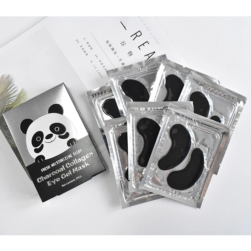 7Pairs/14PCs Individual Pack Charcoal Collagen Eye Gel Mask Reduce Fatigue Eye Bags and Dark Circles Soothing Moisturizing