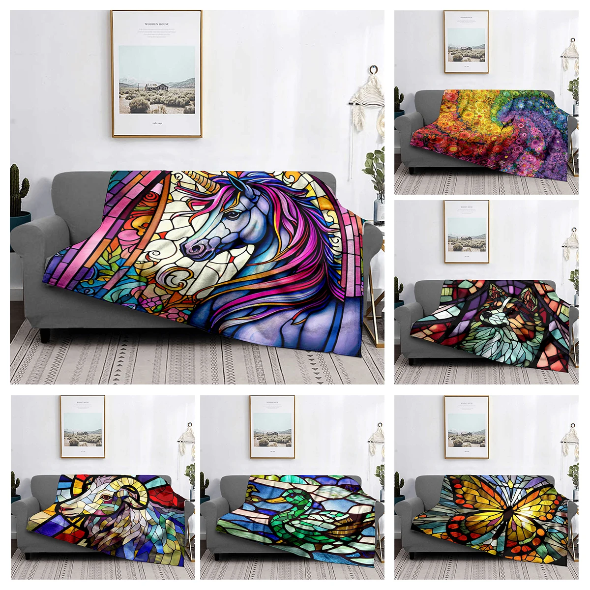 Home decoration plush Sofa blanket Colorful Animal  Bedspread on the bed anime fluffy soft blankets thick blanket for winte