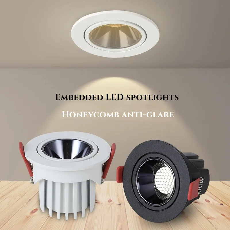 

LED spotlights Embedded ceiling COB downlights anti-glare Cellular network no main light adjustable 9W home commercial lighting