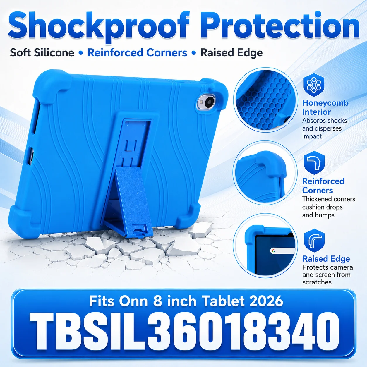Case for Walmart Onn 8 inch Tablet 2026 Model (TBSIL36018340 ) Kids Shockproof Silicone Protective Cover