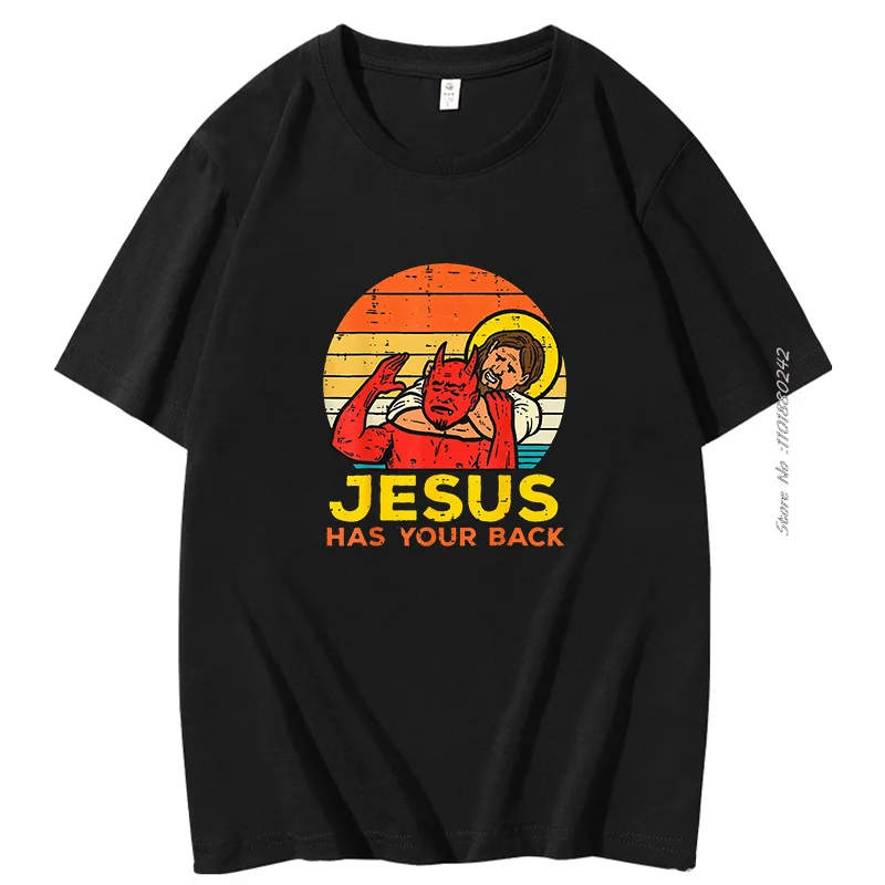 Jesus Has Your Back Jiu Jitsu Vintage Cotton Short-Sleev Tops Male Kawaii Clothing Oversized T Shirt High Quality Mens Clothes