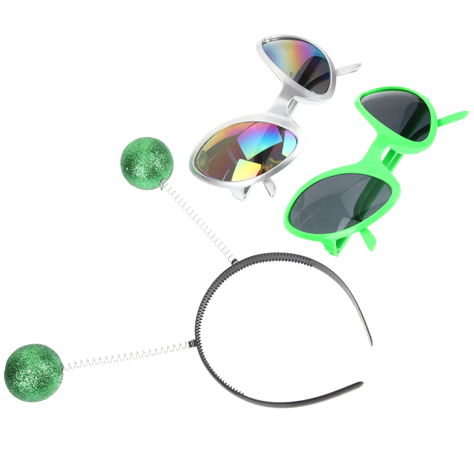 1 Set Antenna Headband Glasses Rainbow Lens Funny Eyeglasses For Halloween Party Costume Props Cosplay Accessories Martian