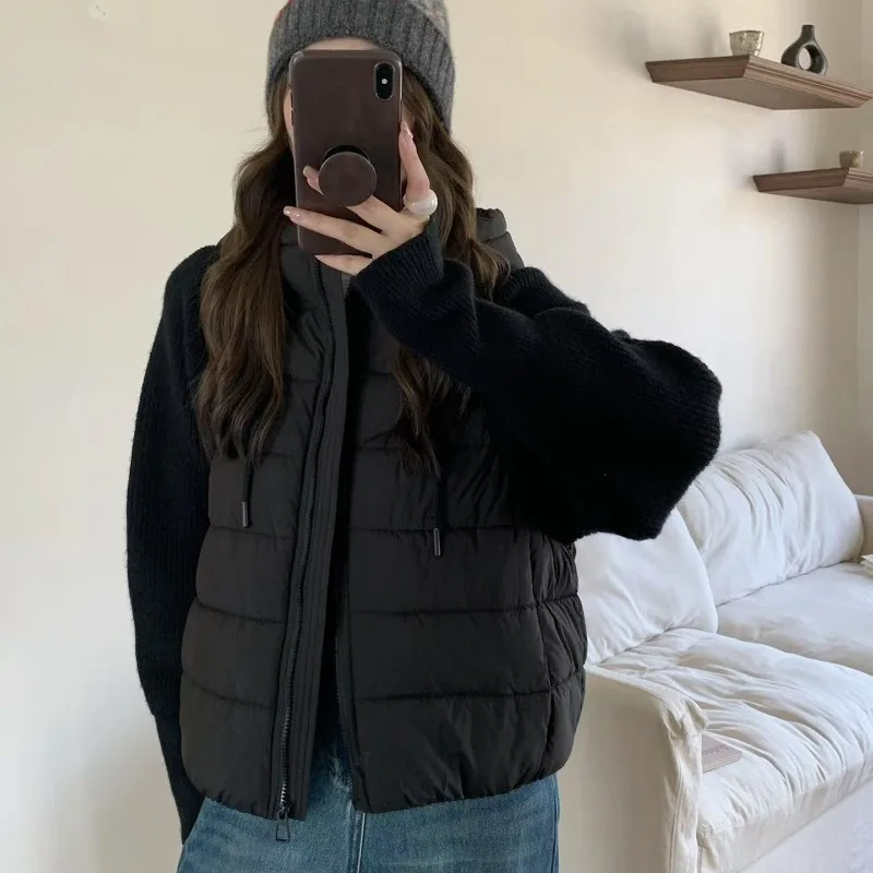 

Новинка 2025, осенне-зимняя женская хлопковая вязаная куртка с подкладкой, повседневное тонкое пальто, модная парка с капюшоном, толстое теплое сращенное пальто C113