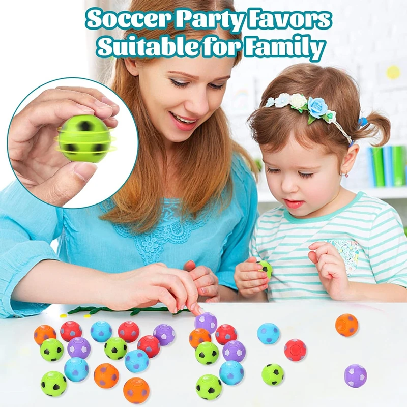 Mini Fidget Spinner Soccer Ball Toy for Child, Soccer Party Favor, Bulk Kid Prize for School Classroom Gifts for Kids Birthday